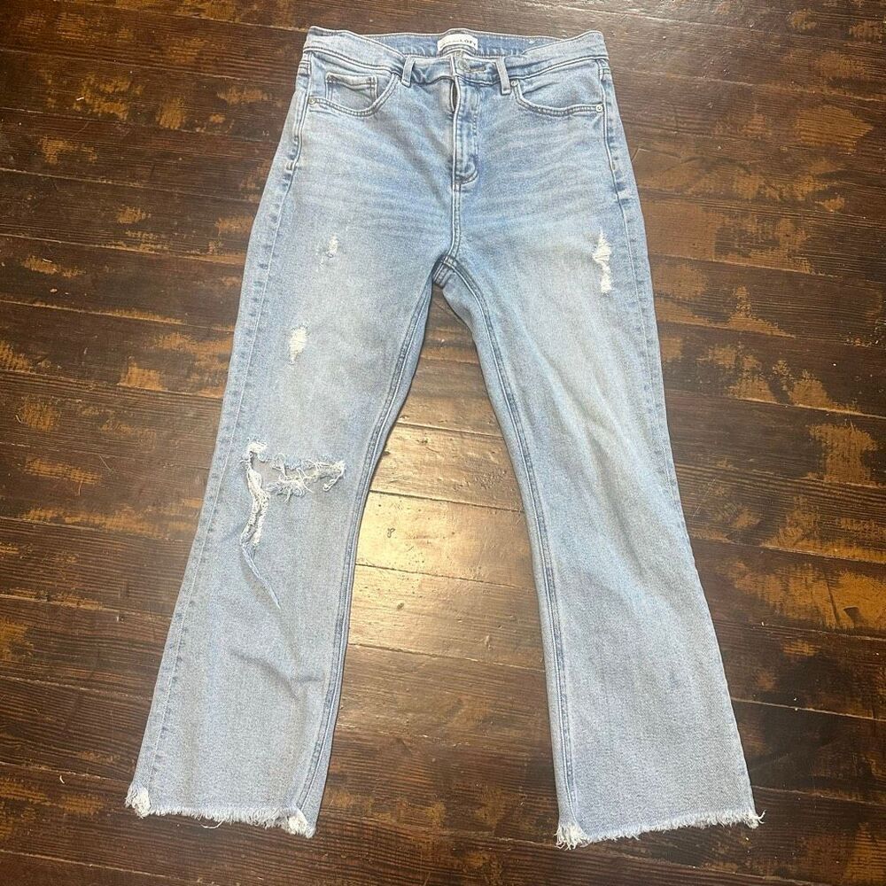 Loft high waist flare crop 29/8 distressed normcore jeans